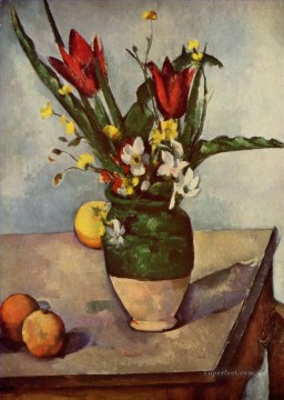 Still Life Tulips and apples Paul Cezanne Impressionism Flowers Oil Paintings